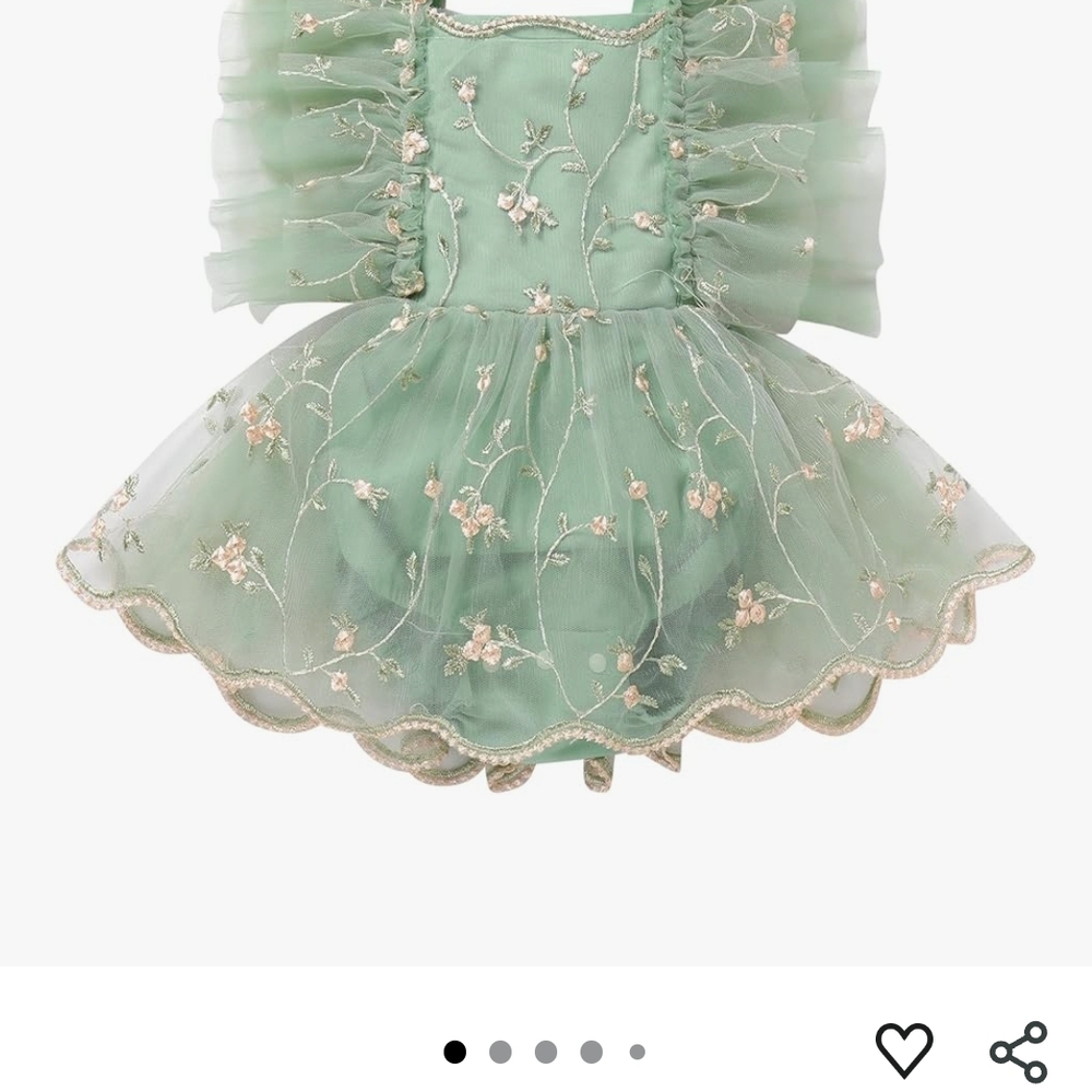 Green Floral Embroidered Dress